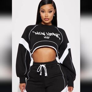Fashion Nova New York Baddie Sweatshirt Cropped Hip Hop Streetwear Size Large